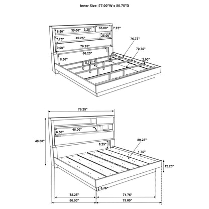 Eastern King Headboard and Bookcase Storage Bed