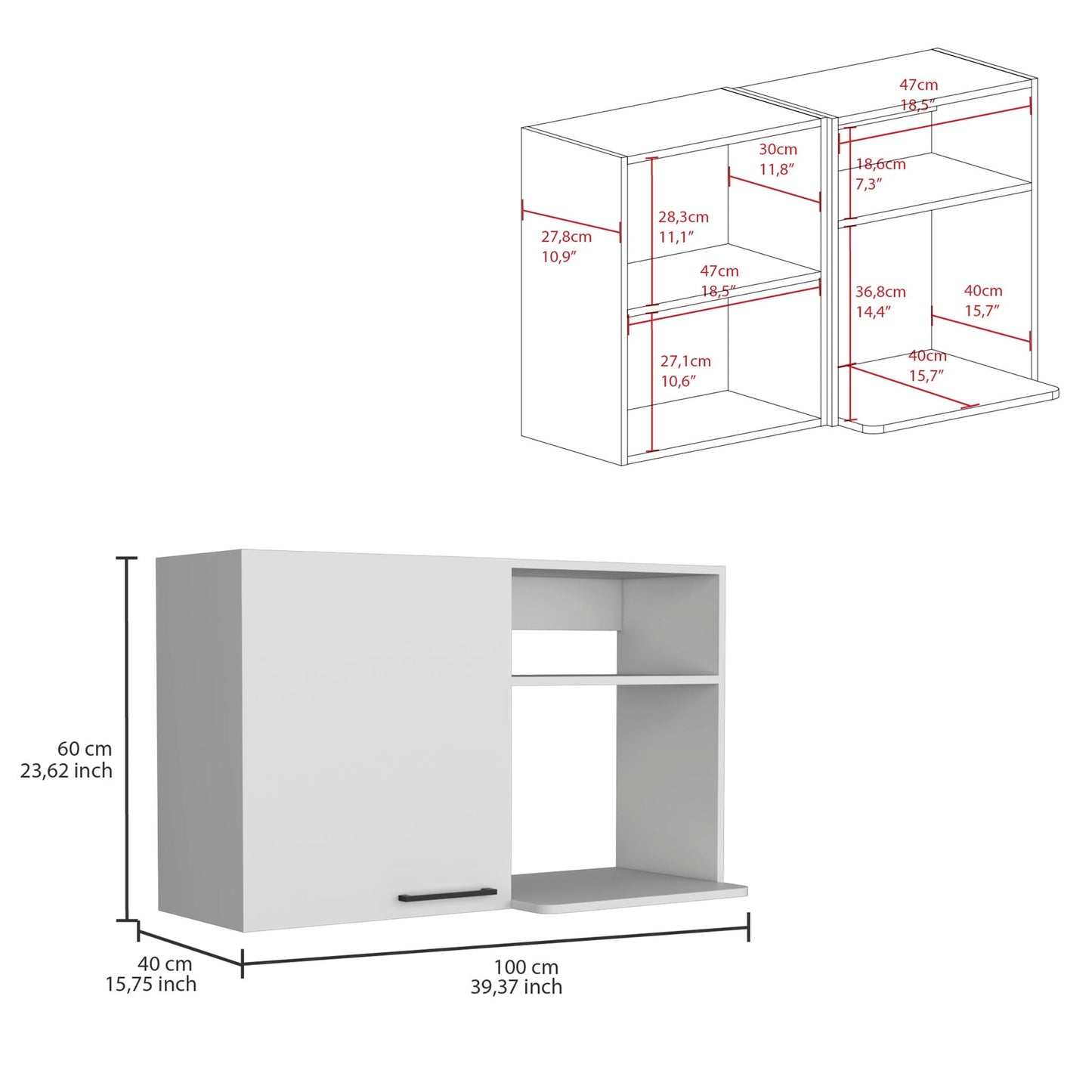 Burwood White Kitchen Wall Cabinet and Shelves