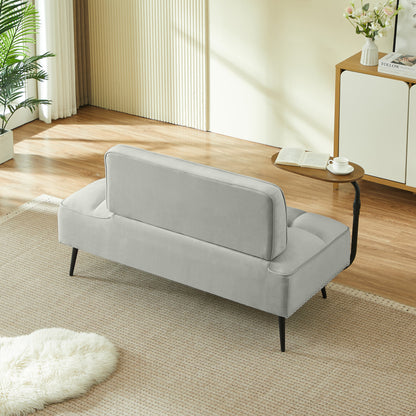 54-Inch modern velvet two-seater sofa with rotating table, gray upholstery by HouseOfZazla on Tampa Home & Garden Store