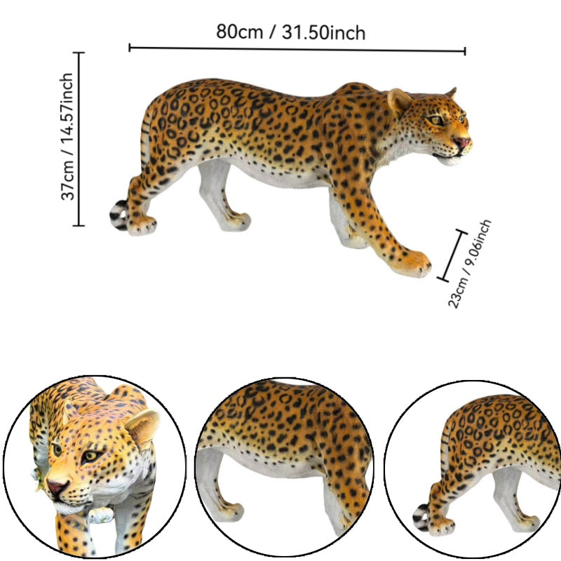 Realistic leopard garden statue 32in resin sculpture with tan/black spotted coat, HouseOfZazla on Tampa Home & Garden Store