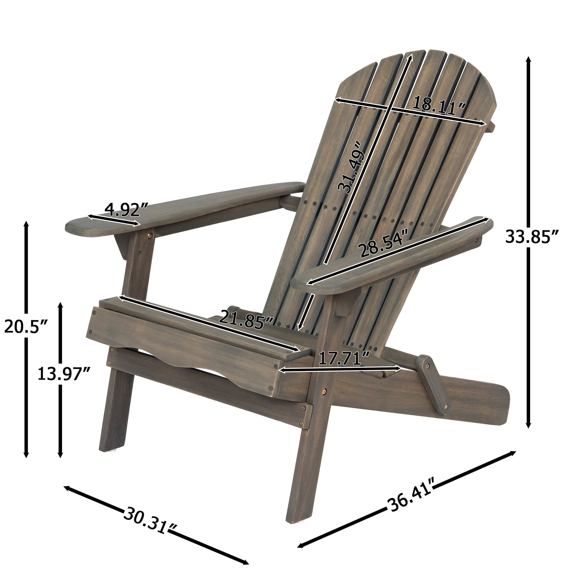 Malibu Adirondack Chair outdoor furniture by HouseOfZazla in weathered wood finish on Tampa Home & Garden Store