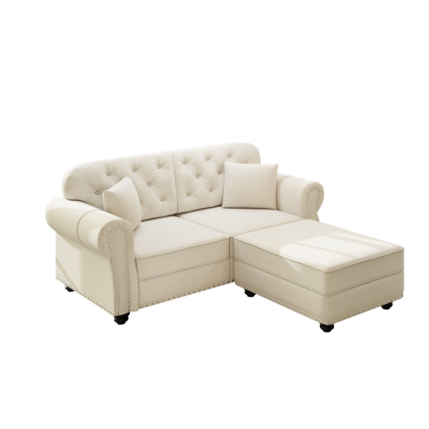 Upholstered Sofa Set with Nailhead and Pillows