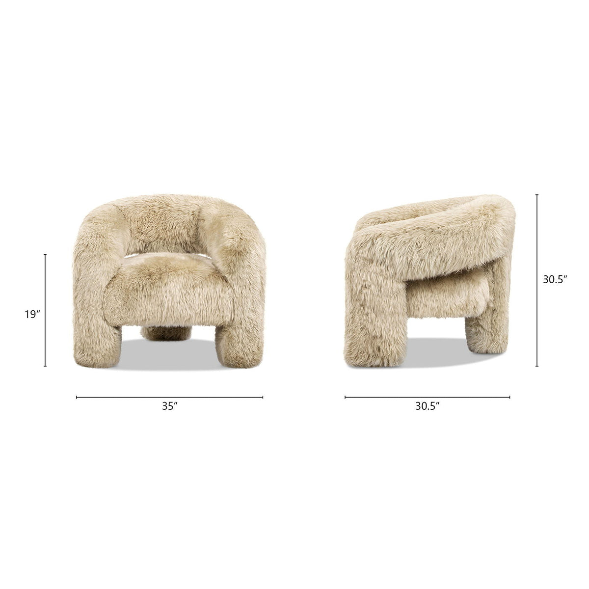 Genuine Sheepskin Fur Split Barrel Back Accent Chair Natural Blonde HouseOfZazla on Tampa Home & Garden Store