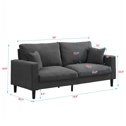 Modern Upholstered Three Seater Sofa and Pillows