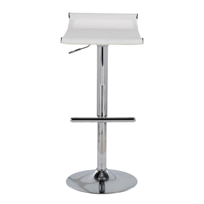 White adjustable bar stool with swivel and footrest, chrome pedestal base on Tampa Home & Garden Store