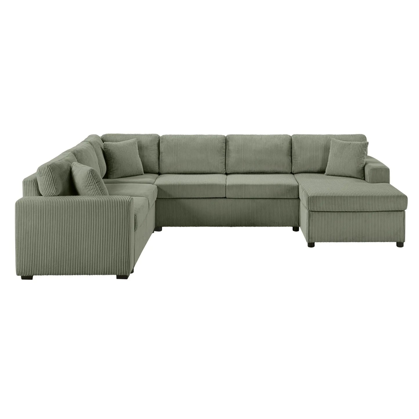 Oversized U-shaped sectional sofa with chaise in corduroy green, Unique Piece Furniture on Tampa Home & Garden Store