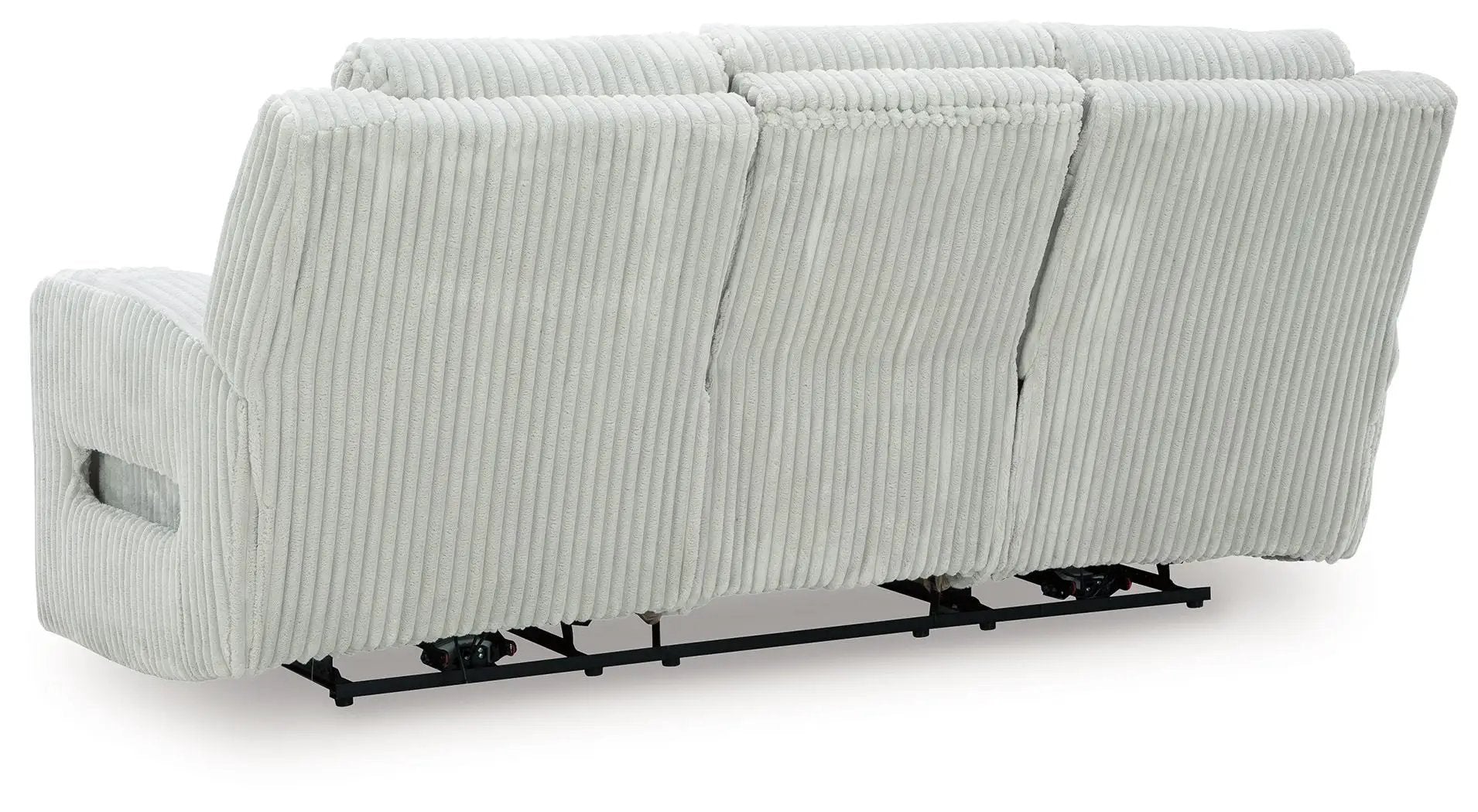 Forest Lake power reclining sofa with adjustable headrest in light gray corduroy fabric on Tampa Home & Garden Store