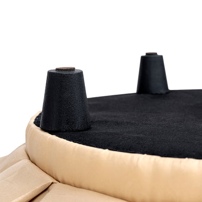 Roquefort 24.5in round tufted velvet pet bed with black top and beige box-pleated skirt on Tampa Home & Garden Store