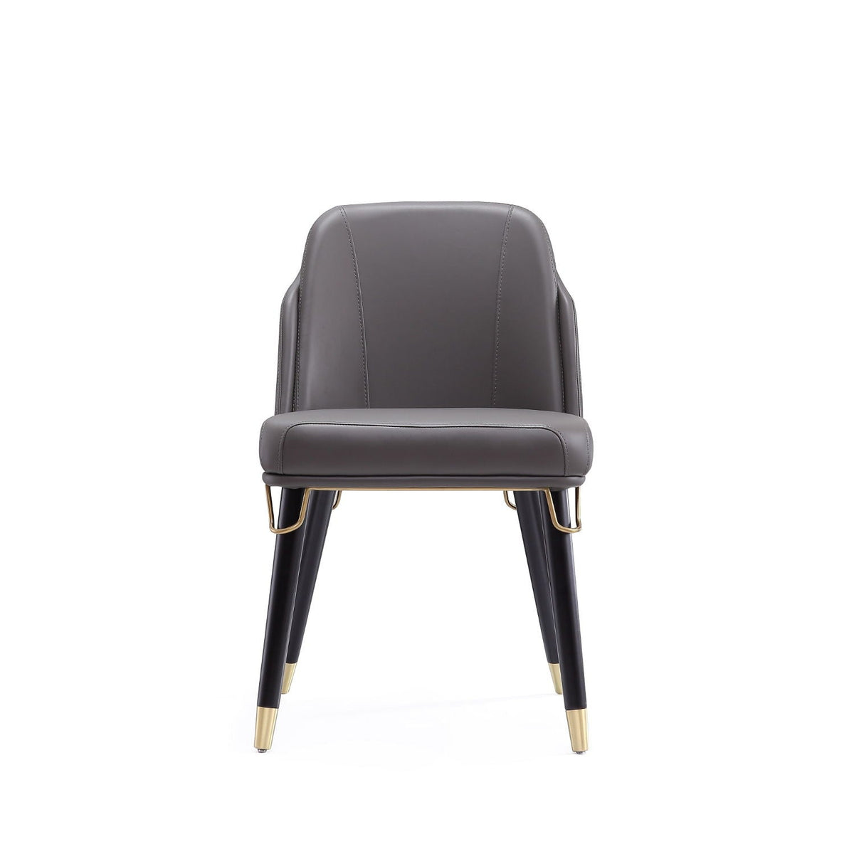 Estelle Dining Chair with Metal Accents dark gray faux leather, gold-tipped legs HouseOfZazla on Tampa Home & Garden Store