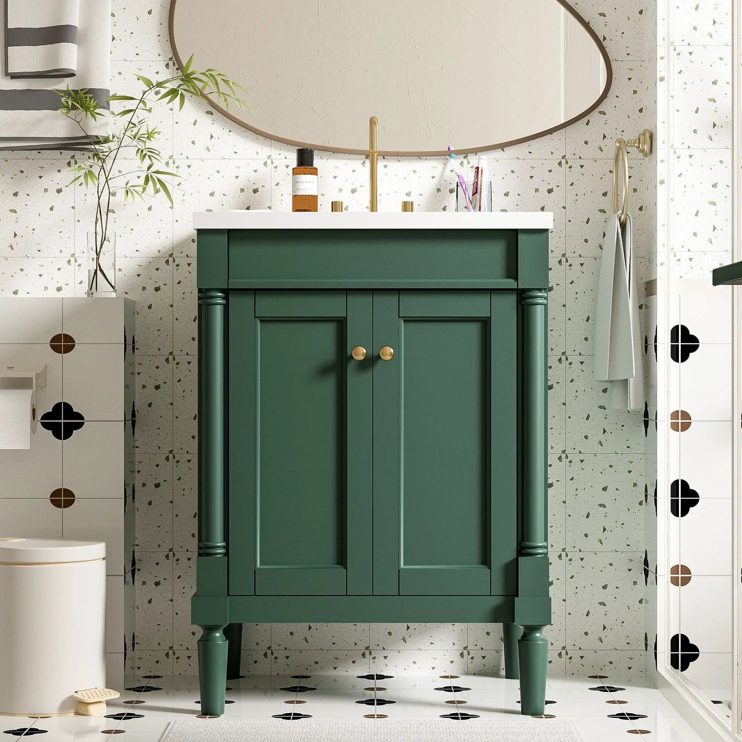 Bathroom Vanity with Top Sink and Dual Storage