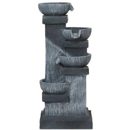 4-Tier Resin Cascading Bowls Outdoor Waterfall Fountain with LED Lights dark gray resin by HouseOfZazla on Tampa Home & Garden Store