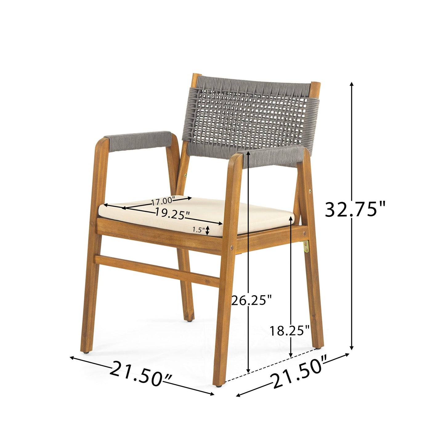 Rustic Patio Acacia Bistro Set with Cushions