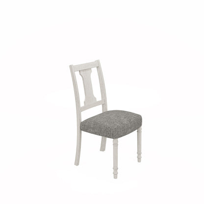 Dining chair with whitewashed wood frame and gray fabric upholstered seat on Tampa Home & Garden Store