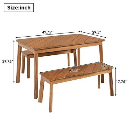 Acacia Wood Table Bench Set for Outdoor Patio