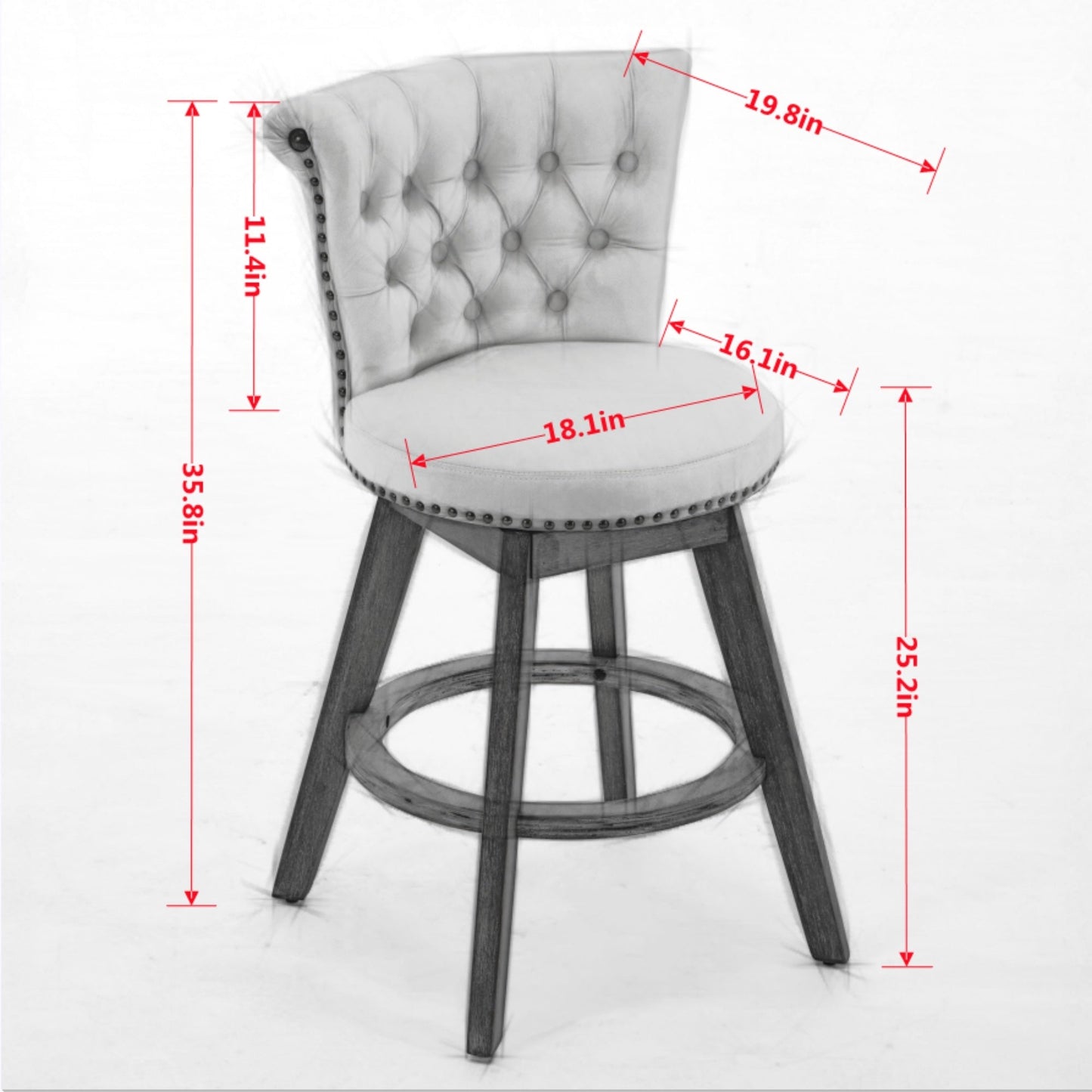 26in velvet tufted counter stools set of 2 with 360° swivel by HouseOfZazla on Tampa Home & Garden Store