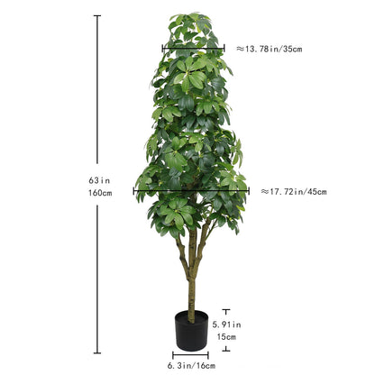 Indoor Faux Tree With Green Leaves And Large Size