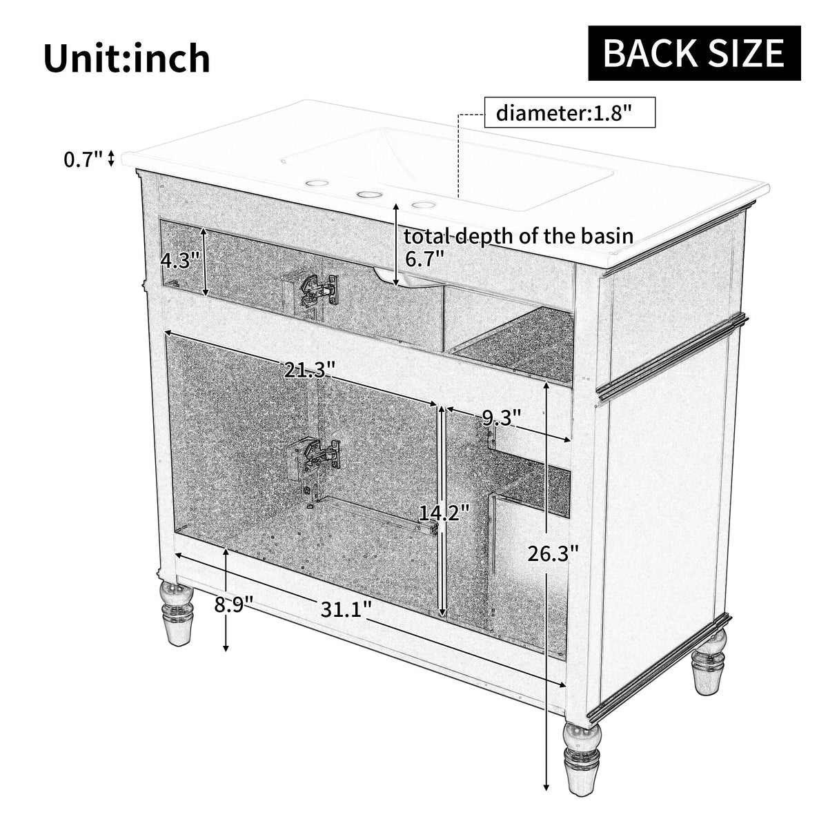 Bathroom vanity with sink and drawers freestanding solid wood cabinet by HouseOfZazla on Tampa Home & Garden Store