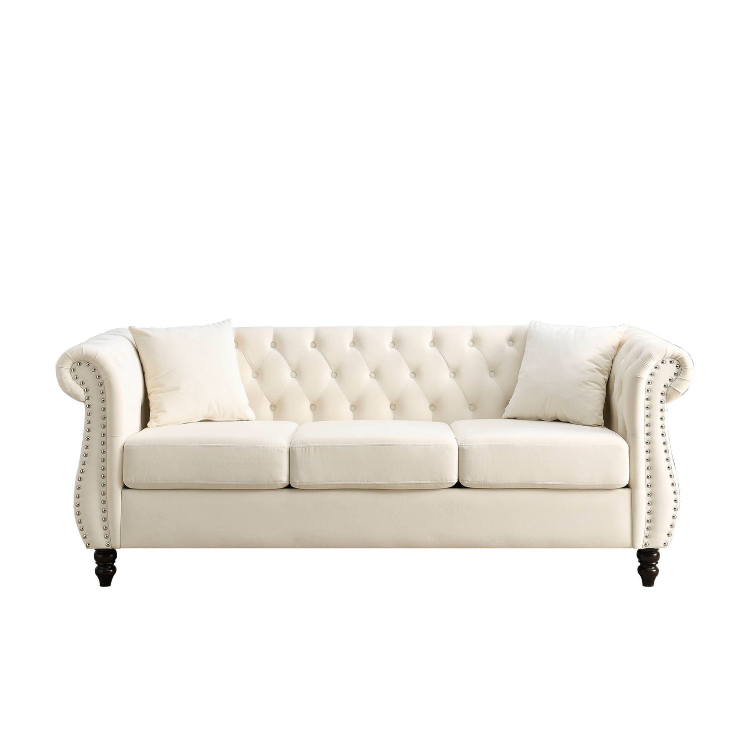 Chesterfield Sofa With Nailhead Trim and Cushions