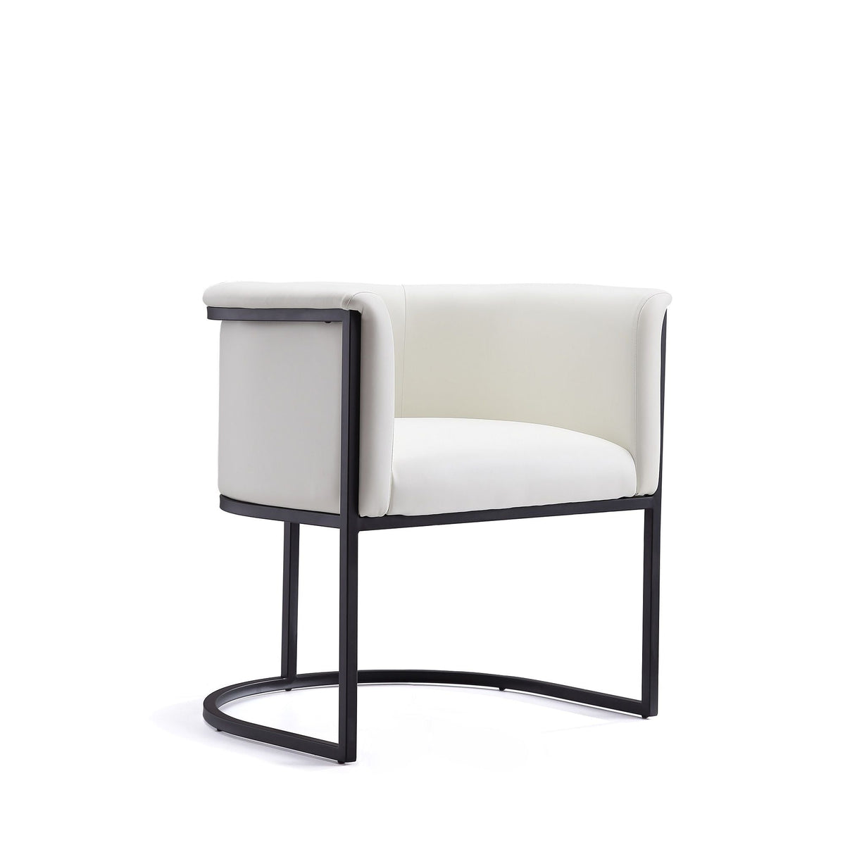 Cosmopolitan dining chair with geometric metal frame and white upholstery by HouseOfZazla on Tampa Home & Garden Store