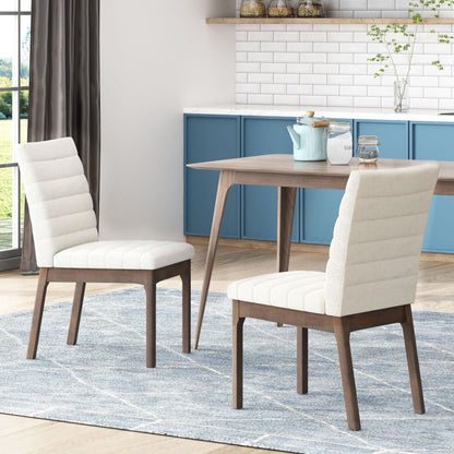 Upholstered dining chairs HouseOfZazla beige with wood legs set of 2 on Tampa Home & Garden Store