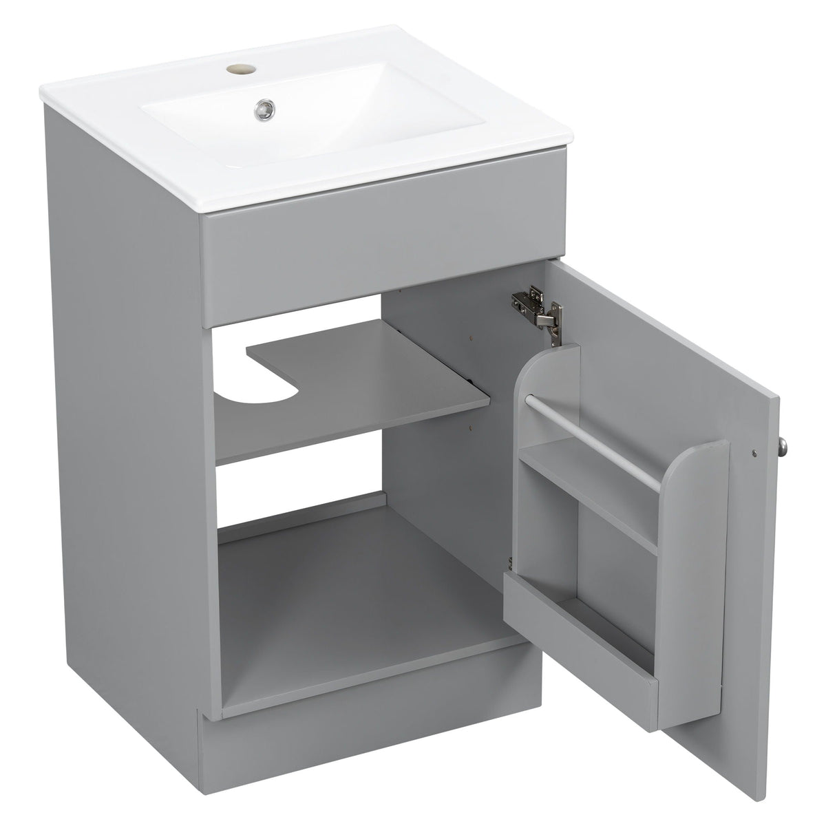 Bathroom vanity with sink, grey cabinet, white basin, adjustable shelf by HouseOfZazla on Tampa Home & Garden Store