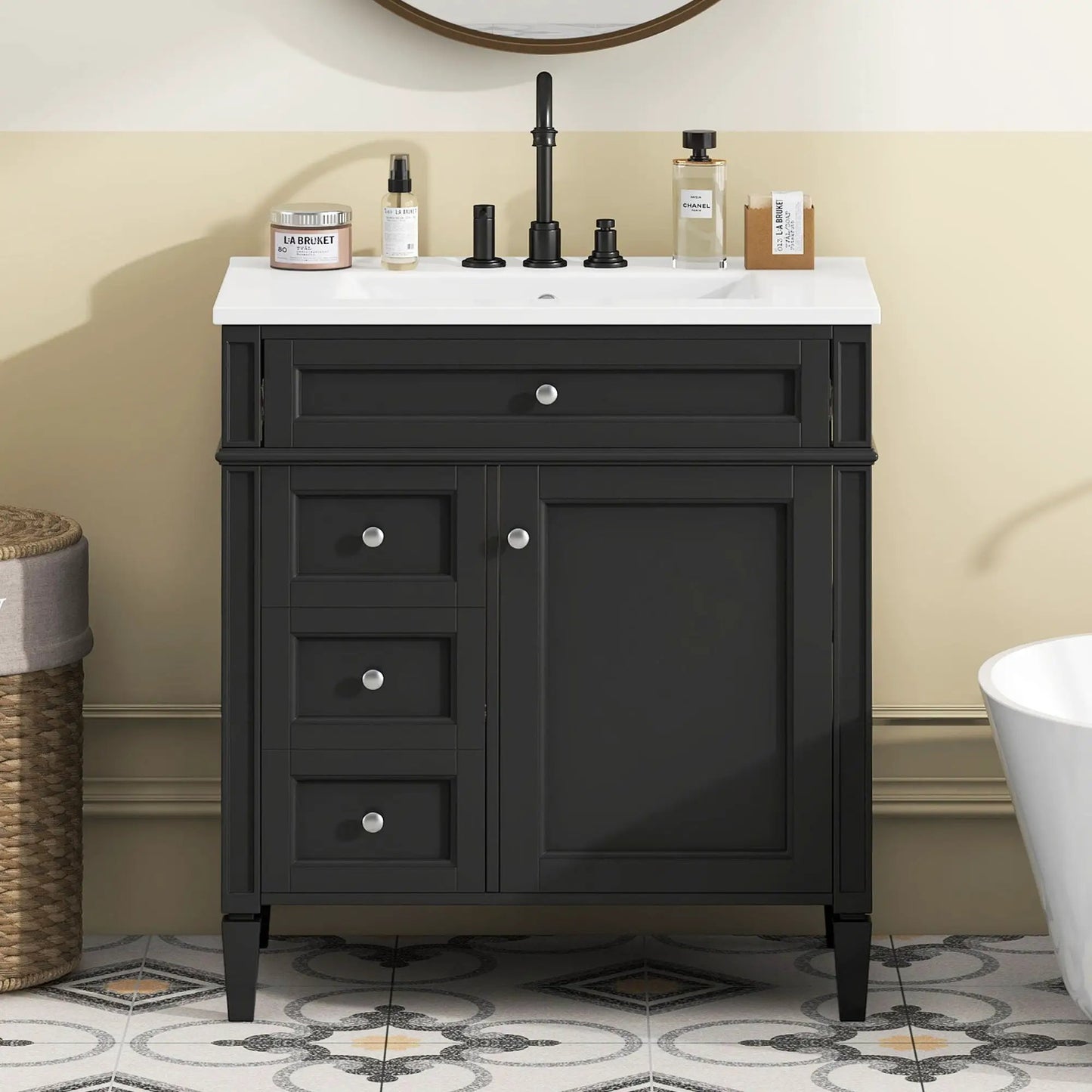 Bathroom Vanity With Top Sink and Storage Cabinet