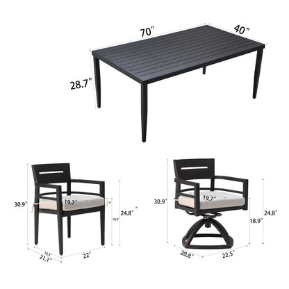 Aluminum Outdoor Dining Table and Cushioned Set