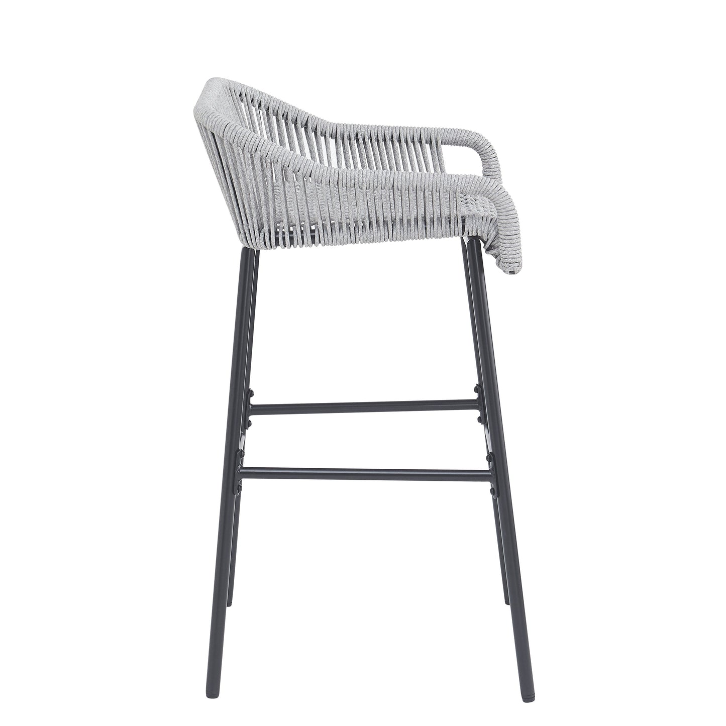 La Push outdoor gray rope bar stool set of 2 with woven seat and back, HouseOfZazla on Tampa Home & Garden Store
