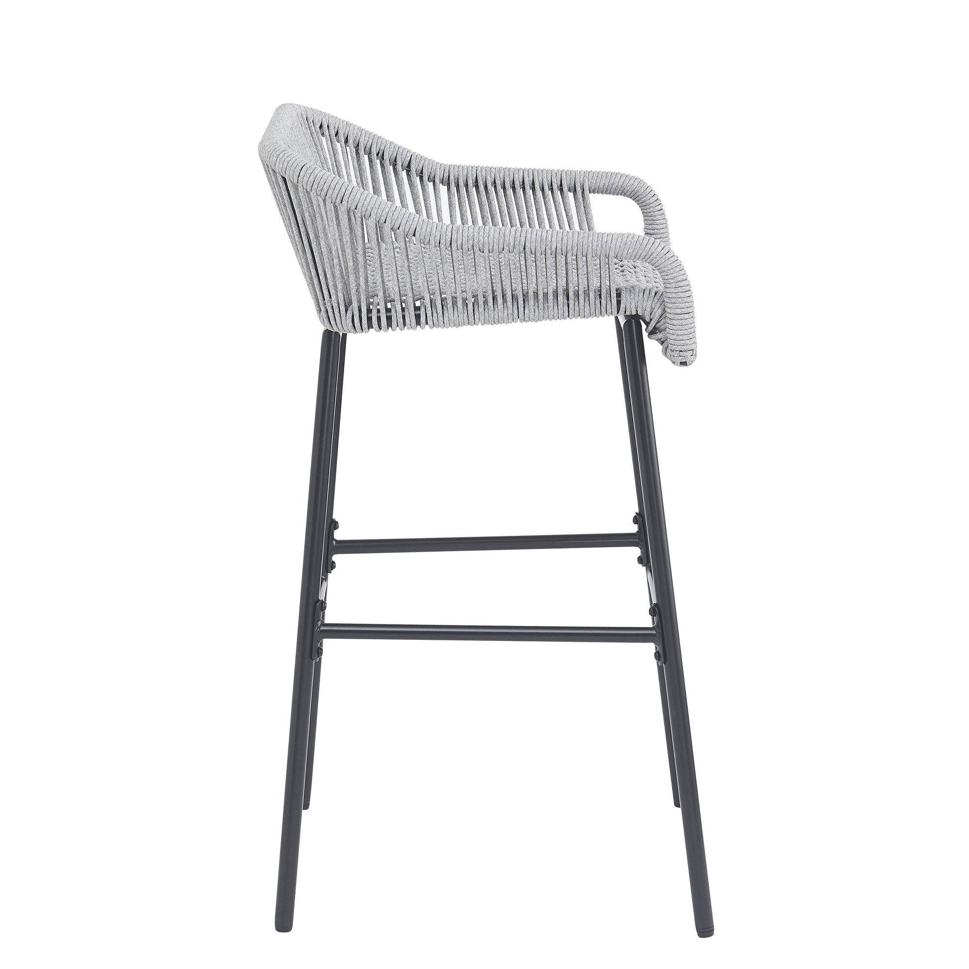 La Push outdoor gray rope bar stool set of 2 with woven seat and back, HouseOfZazla on Tampa Home & Garden Store