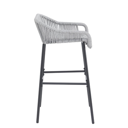 La Push outdoor gray rope bar stool set of 2 with woven seat and back, HouseOfZazla on Tampa Home & Garden Store