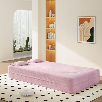 Modern Floor Sleeper Sofa Bed And Two Pillows