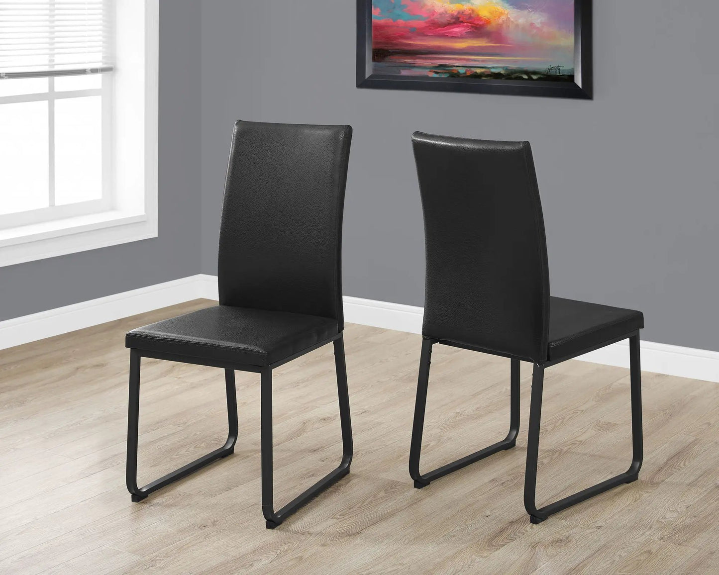 Dining chair set of 2 black upholstered side chairs with cantilever metal legs on Tampa Home & Garden Store