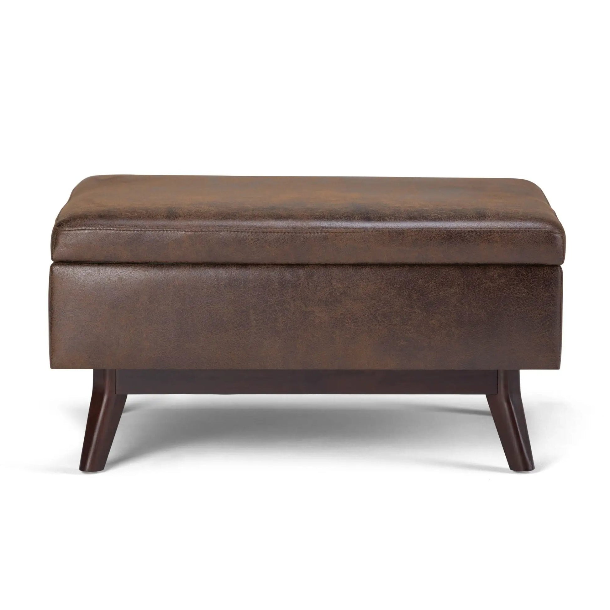 Owen upholstered rectangular storage ottoman in brown leather by Unique Piece Furniture on Tampa Home & Garden Store