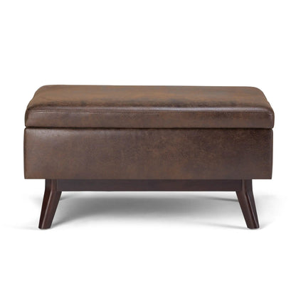 Owen upholstered rectangular storage ottoman in brown leather by Unique Piece Furniture on Tampa Home & Garden Store