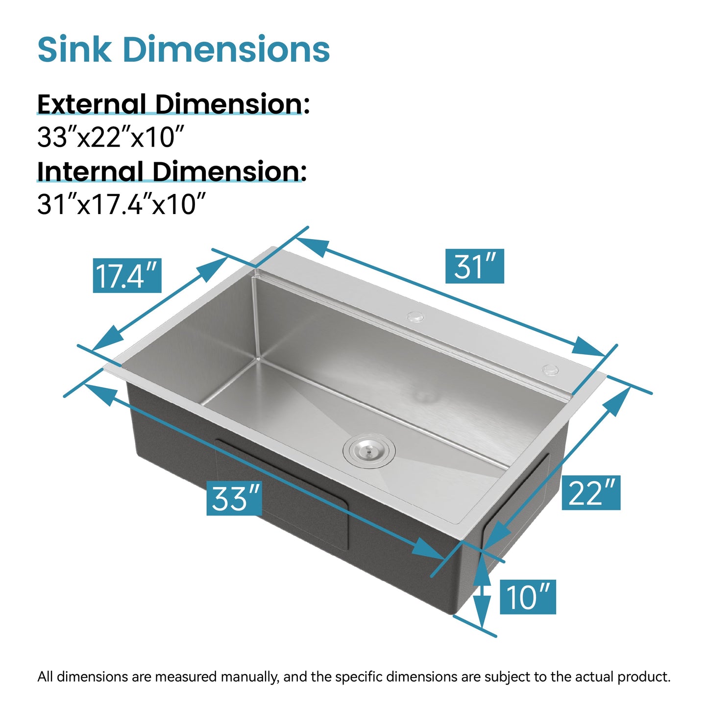 Modern Brushed Stainless Steel Single Bowl Sink