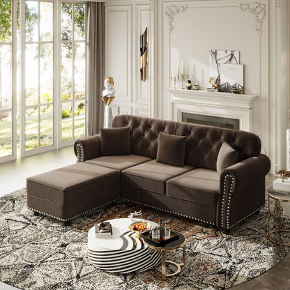Upholstered Sofa Set with Nailhead and Pillows