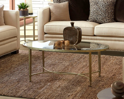 Copia Oval End Table Antiqued Silver Crafted