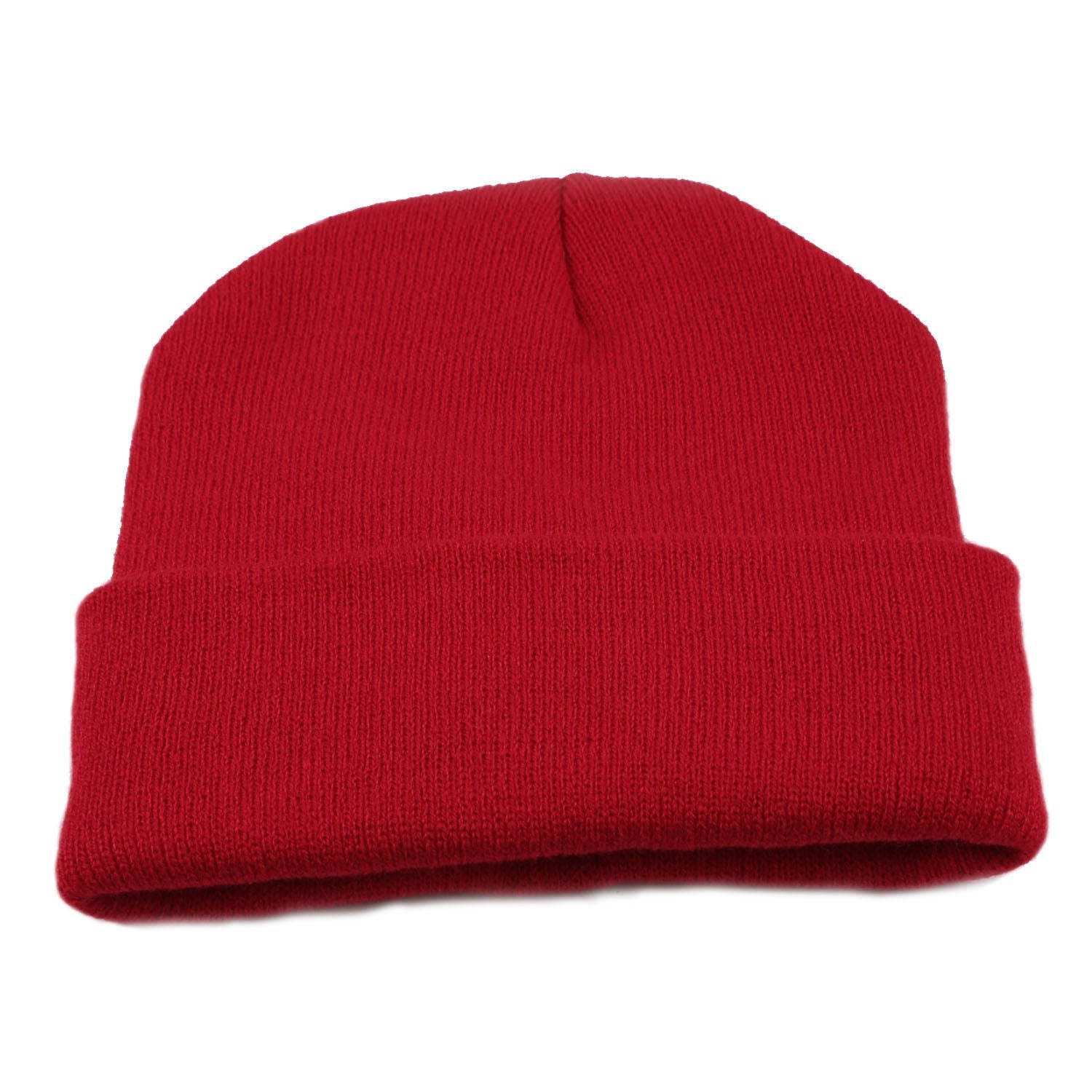 GemGear red knitted unisex beanie with folded cuff winter hat on Tampa Home & Garden Store