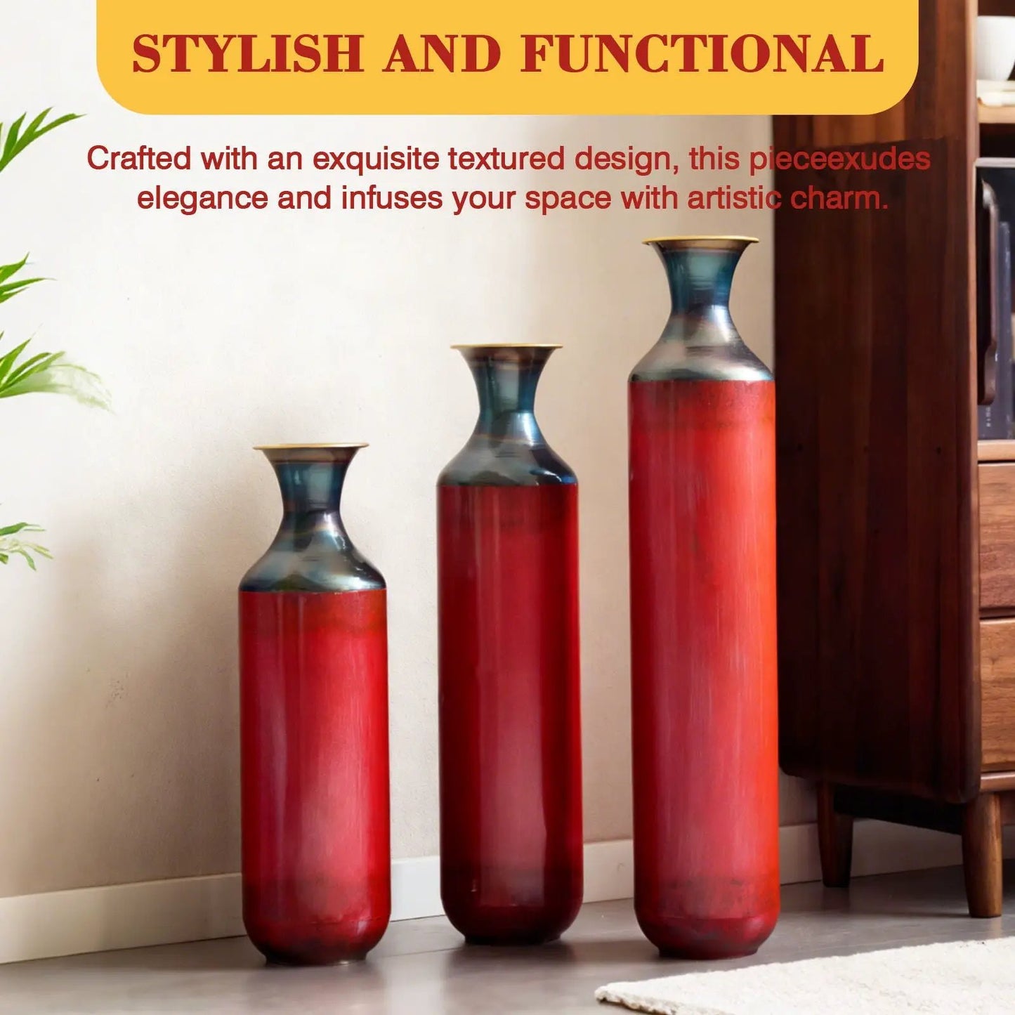 Modern Droplet Floor Vase Set In Three Pieces
