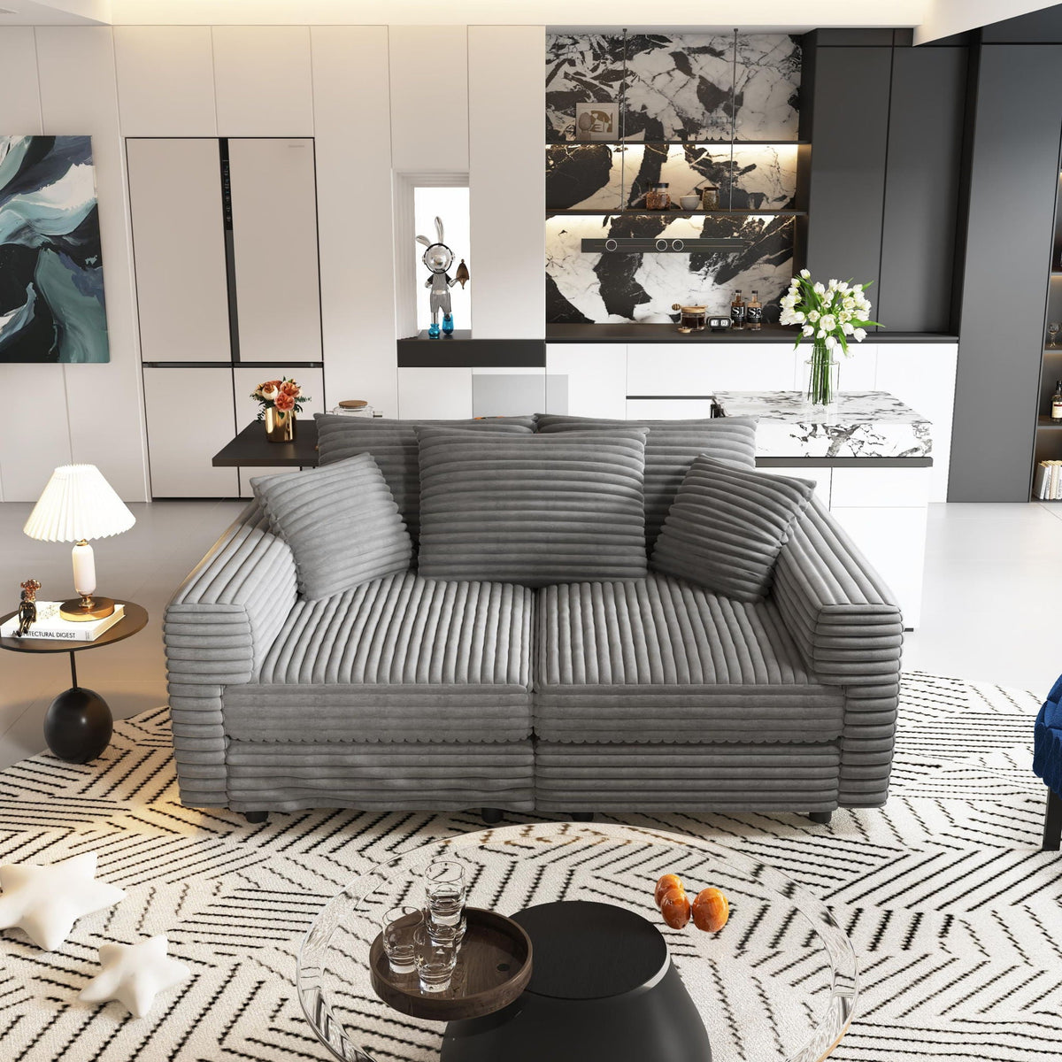 Convertible Sofa With Deep Seat and Pillows
