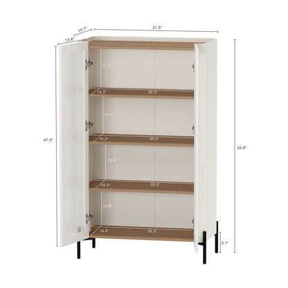 Abbey bookcase cabinet with ribbed glass doors and adjustable shelves, white finish on Tampa Home & Garden Store