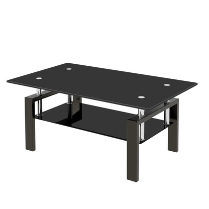Tempered Glass Table With Storage For Living Room