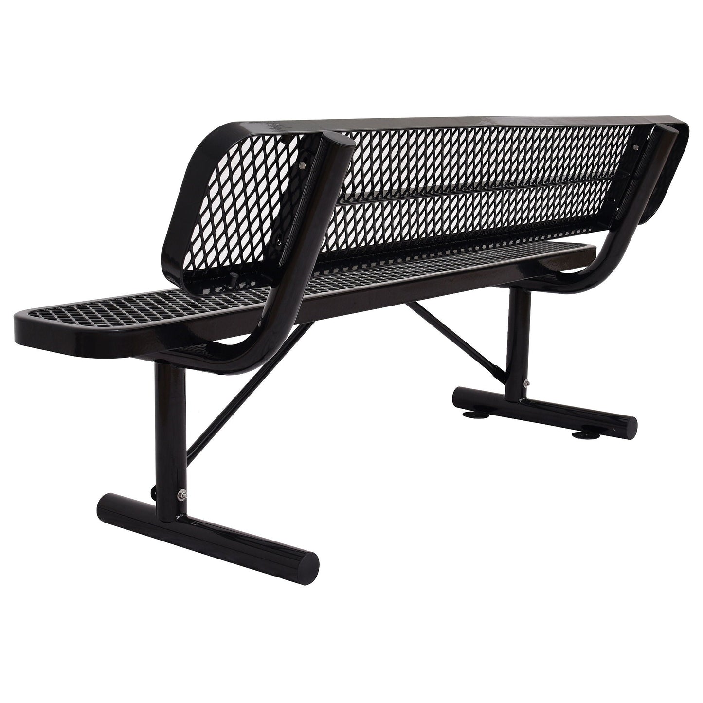 6' Outdoor Steel Bench With Backrest black powder-coated finish HouseOfZazla outdoor bench on Tampa Home & Garden Store