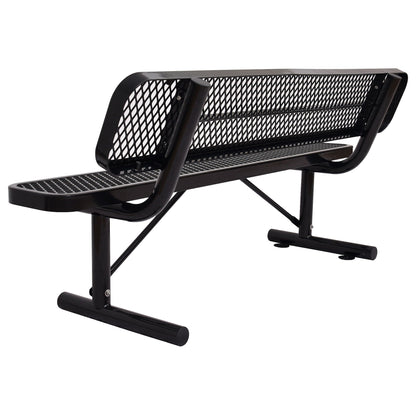 6' Outdoor Steel Bench With Backrest black powder-coated finish HouseOfZazla outdoor bench on Tampa Home & Garden Store