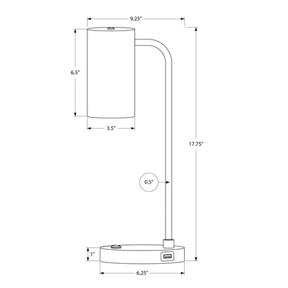 Table lamp modern gray by Unique Piece Furniture with USB port, slim stem, round base on Tampa Home & Garden Store