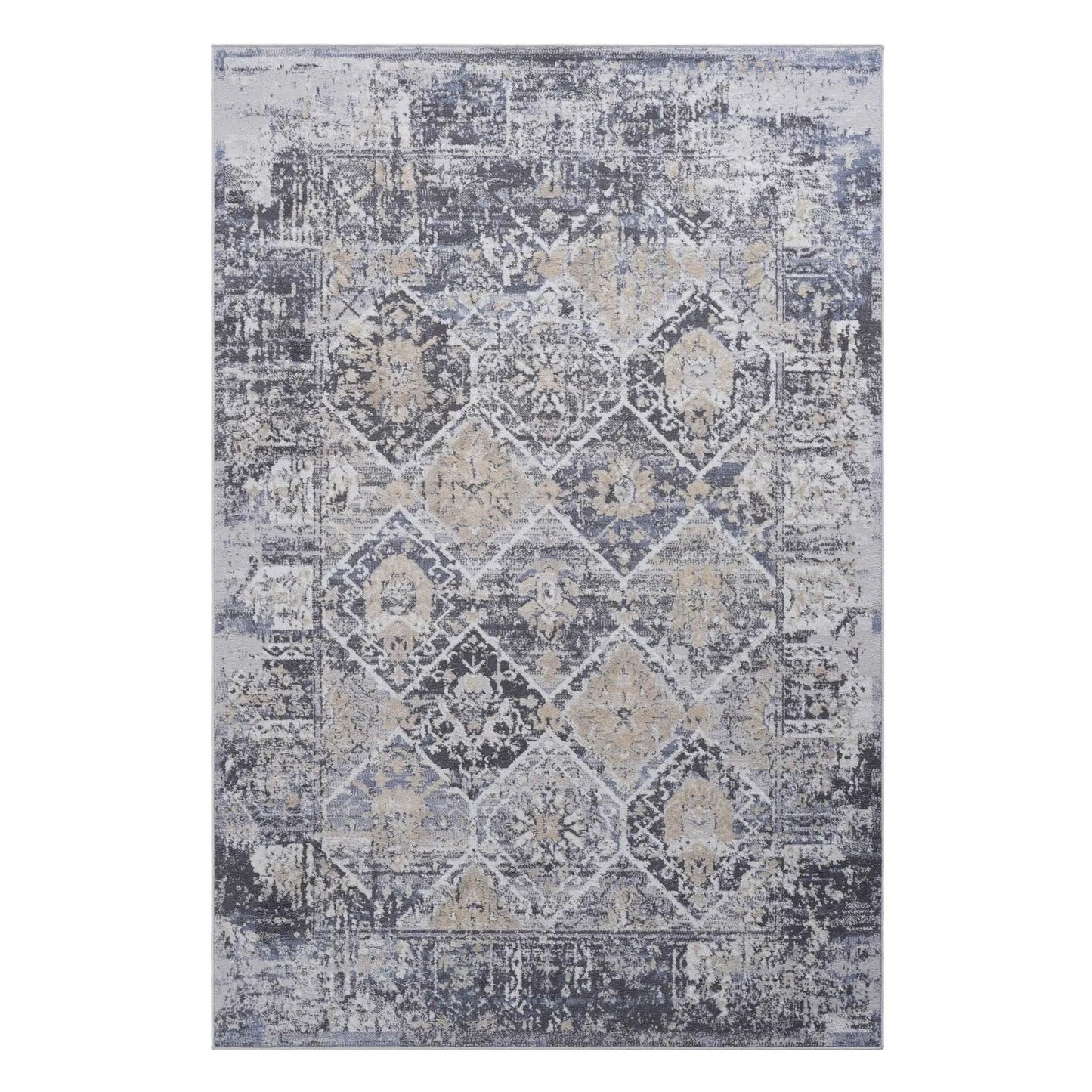 Payas traditional area rug in blue gray beige distressed pattern by Unique Piece Furniture on Tampa Home & Garden Store