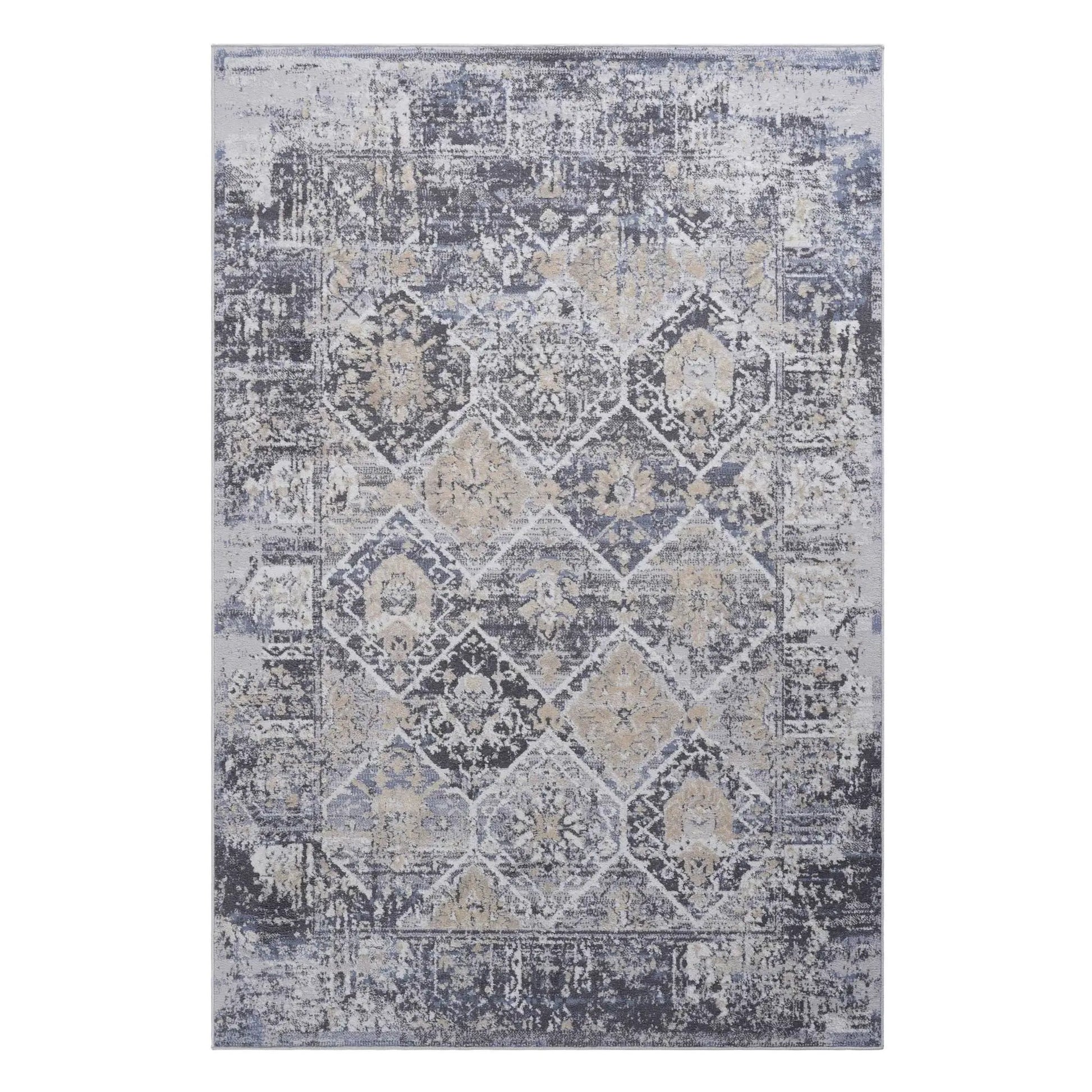 Payas traditional area rug in blue gray beige distressed pattern by Unique Piece Furniture on Tampa Home & Garden Store