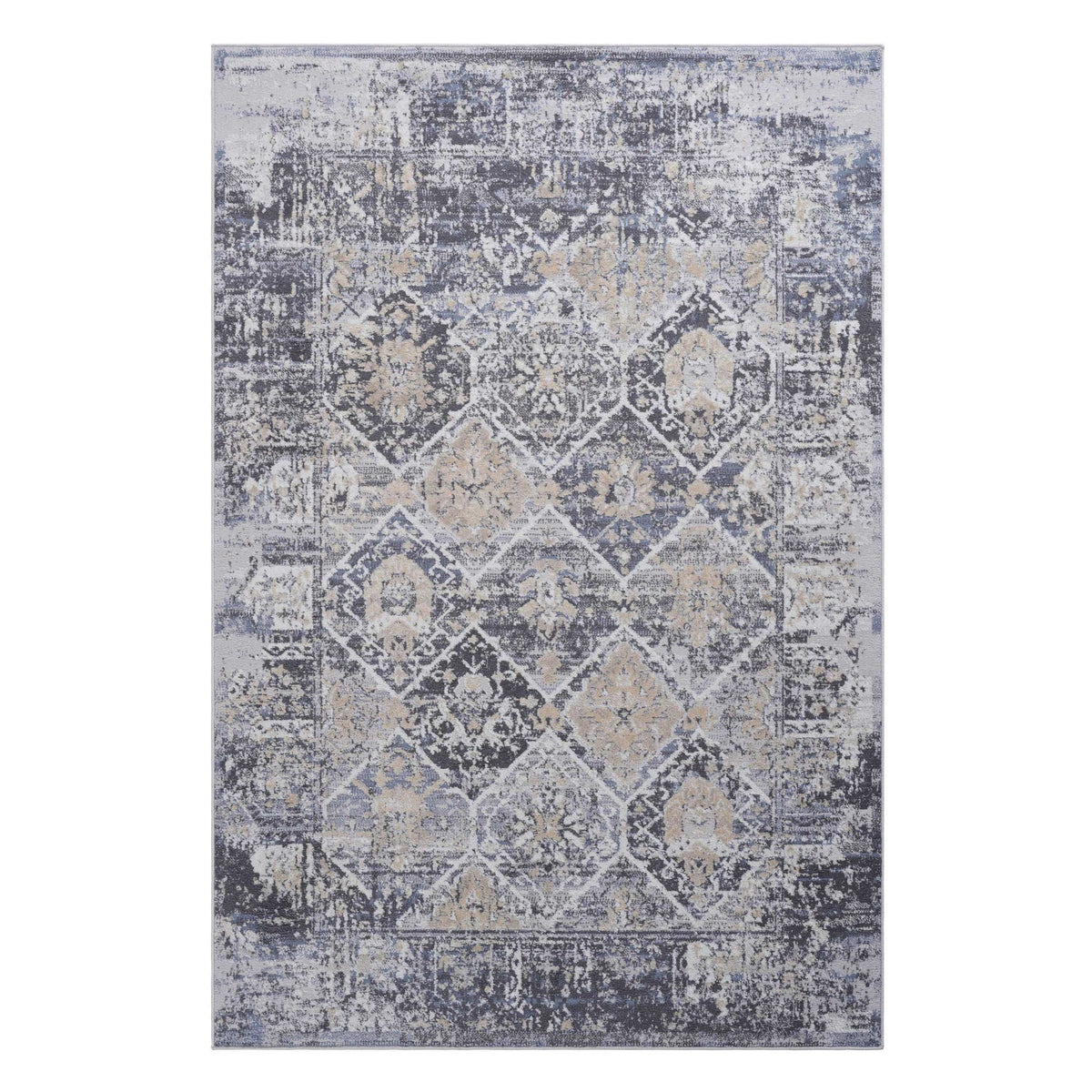 Traditional Area Rug by HouseOfZazla in blue-gray beige with distressed pattern, stain resistant on Tampa Home & Garden Store
