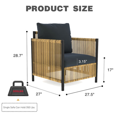 2-piece outdoor sofa set in brown PE wicker with black frame and grey cushions by HouseOfZazla on Tampa Home & Garden Store