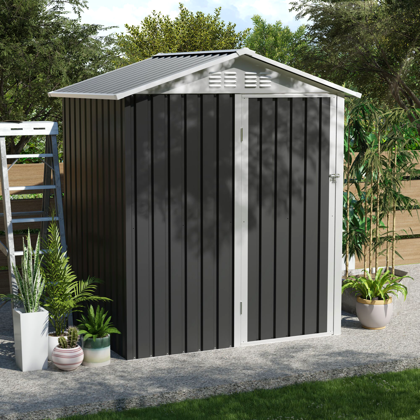 Sturdy Metal and Outdoor Shed with a Hinge Door